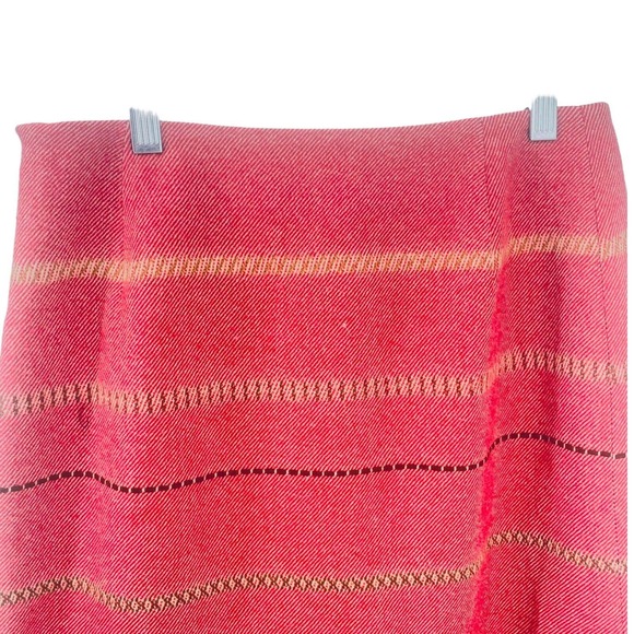 Trussardi Italian A-Line Wool Rust Red Black Skirt Pleated Hem Size 42, US Small - Picture 6 of 10